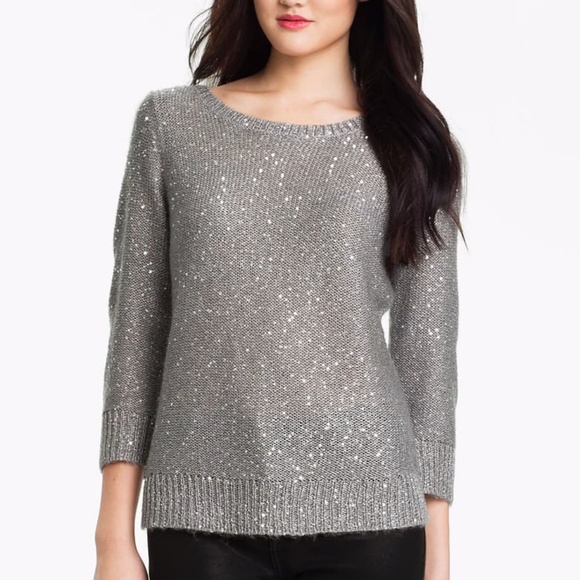 Anne Klein Sweaters - SALE $ 18 Grey sparkle sequin Anne Klein sweater